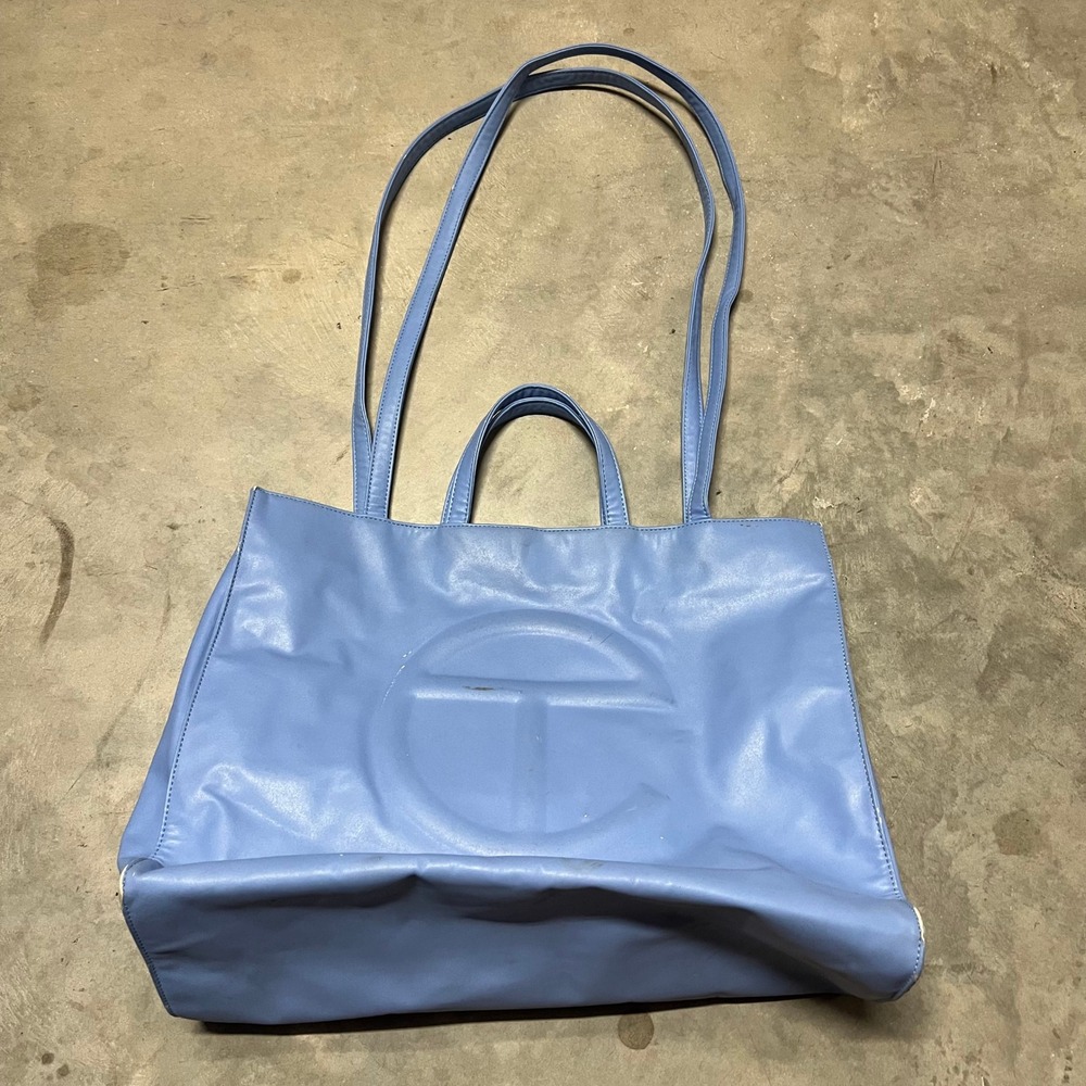 Telfar Large Shopping Bag Cerulean Blue Vegan Leather Tote Shoulder Bag